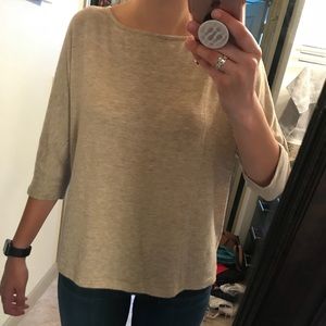 Beige quarter sleeve cotton top